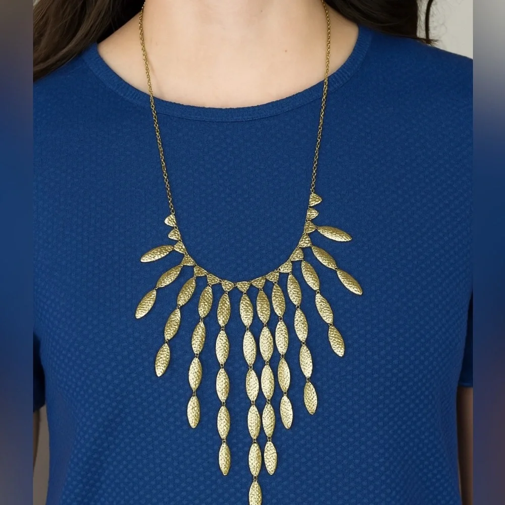 Michael Kors Gold tone Leaf Necklace 32”